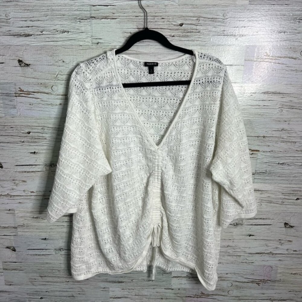 Torrid White Crochet Blouse